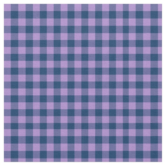 Söt Mauve, Navy Blue Check Gingham Fabric Tyg (Närbild)