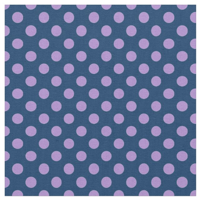 Söt Mauve och Navy Blue Polka dots Fabric Tyg (Närbild)