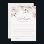 Söt Mauve Rosa Watercolor Flowers Bröllop Rådkort<br><div class="desc">Ge är ditt råd och välkommen önskemål till nylingarna med det här kortet för blommigt av elegant. Den har vattenfärgsgarland med stora  blommor i rosa och grönt med ett elegant-skript. Anpassa genom att lägga till namnen för nya lyweds. Detta  rådgivningskort för rosa bröllop är perfekt för vår och fallbröllop.</div>