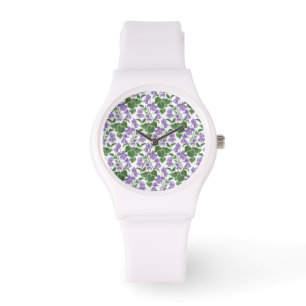 Söt Mauve Violets Blommigt White Sporty Watch Armbandsur