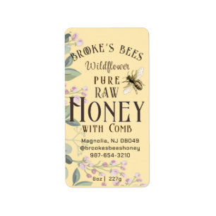Söt Meadow Flowers & Bee honey with Comb Label Adressetikett