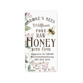 Söt Meadow Flowers & Bee honey with Comb Label Adressetikett