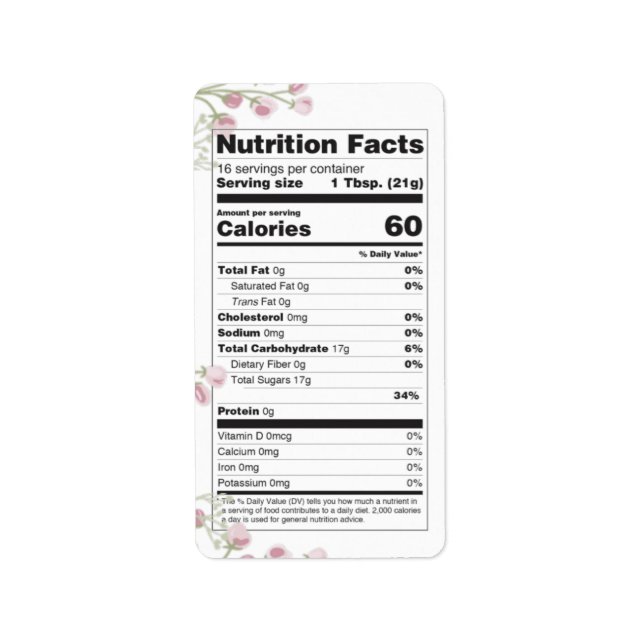 Söt Meadow Flowers Honung Nutrition Label Adressetikett (Framsidan)