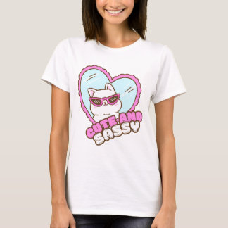 Söt med en nolla sassy | Rolig Sassy Katt Rosa T Shirt