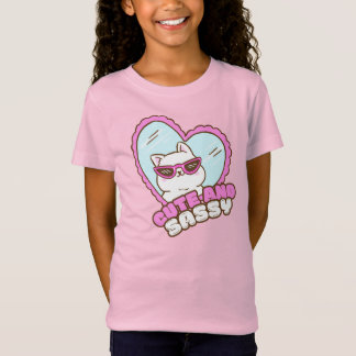 Söt med en nolla sassy | Rolig Sassy Katt Rosa T Shirt