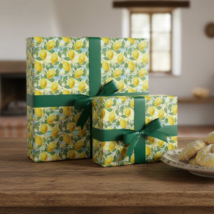 Söt medelhavssommar citronglada frukt konst mönste presentpapper