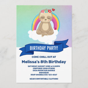 Söt mediterande sengångare yoga födelsedagsfest inbjudningar