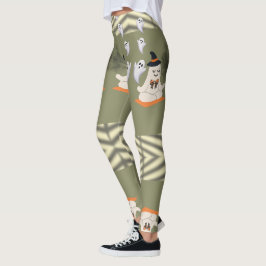 Söt mediterande spöke med häxhatt leggings