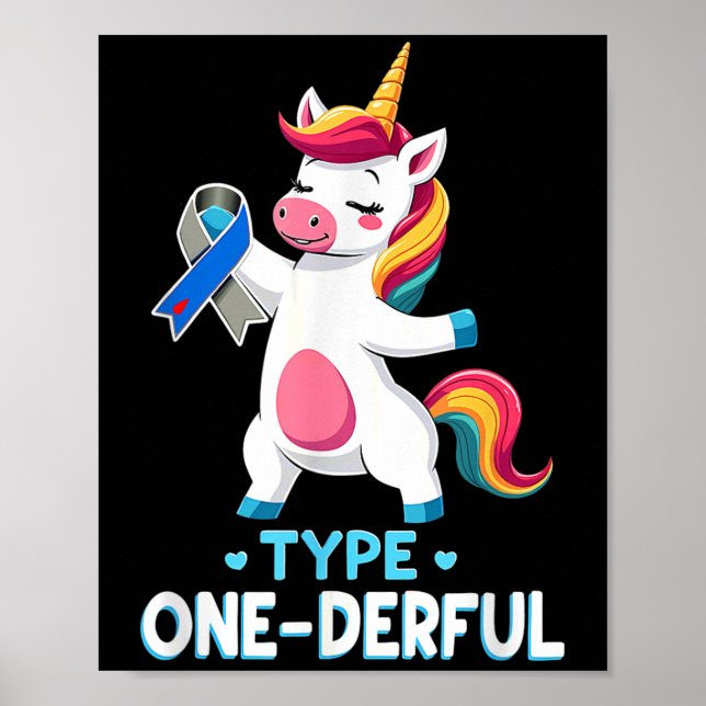 Söt medvetenhet om typ 1-diabetes T1d Typ En-derli Poster (Framsidan)
