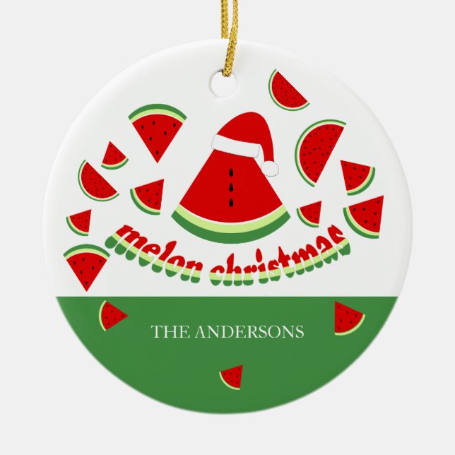 Söt melon God Jul-illustration Julgransprydnad Keramik (Framsidan)