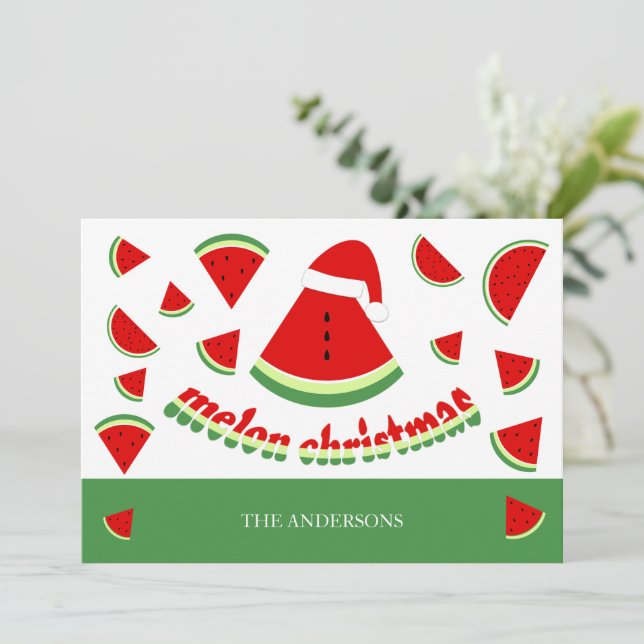 Söt melon God Jul-illustration Julkort (Stående Fram)