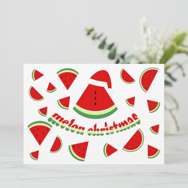 Söt melon God jul-illustration Julkort (Stående Fram)