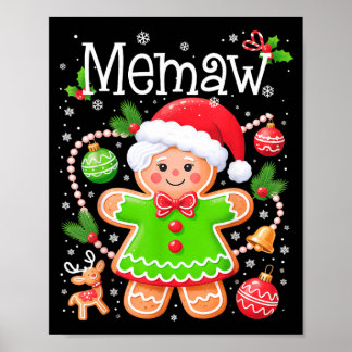 Söt Memaw Gingerbread Familj Matchande Jul Poster