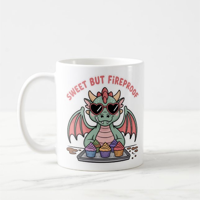 Söt, men brandsäker Cute Dragon Cupcoa Baking Kaffemugg (Vänster)