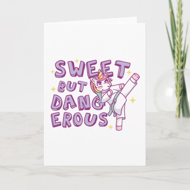 Söt men farlig Karate Unicorn Kort (Framsida)