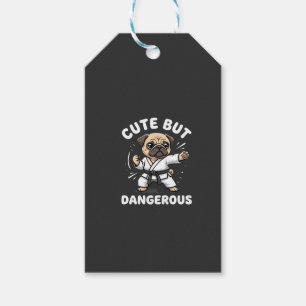 Söt Men Farlig Pug Hund Karate Presentetikett