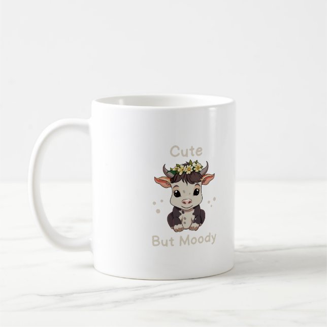 Söt Men Humörig Ko Älskare Gård Bebis Ko Kaffemugg (Vänster)