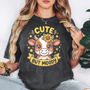 Söt Men På Sämre Humör Ko Med Solros Och Stjärnor T Shirt