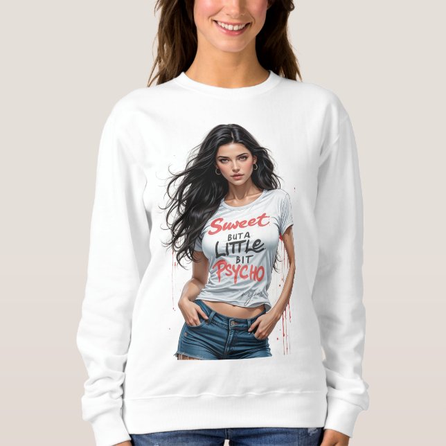 Söt men Psycho Girl T Shirt (Framsida)