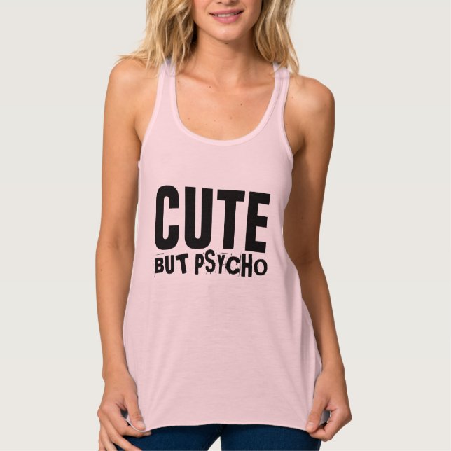 SÖT MEN PSYKOPAT Dam lustiga T-shirts Linne Med Racerback (Framsida)