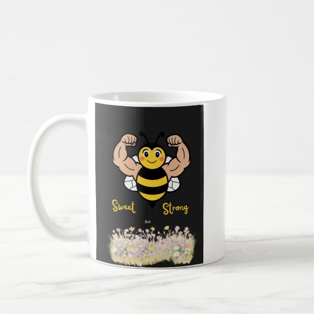 Söt men Stark – abeille mignonne Kaffemugg (Vänster)