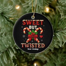 Söt men tuggad julklapp i Candy cane Julgransprydnad Keramik