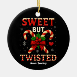 Söt men tuggad julklapp i Candy cane Julgransprydnad Keramik