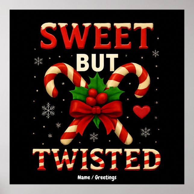 Söt men tuggad julklapp i Candy cane Poster (Framsidan)