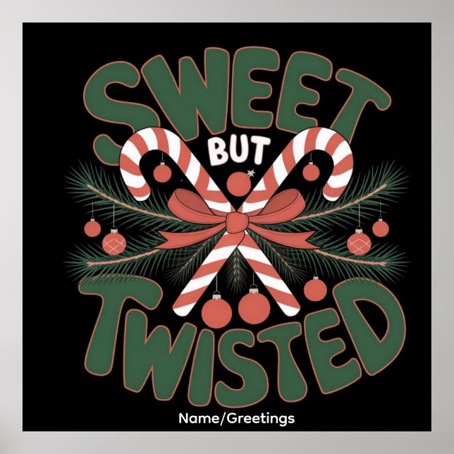 Söt men Twisted Candy Cane Jul Holiday  Poster (Framsidan)