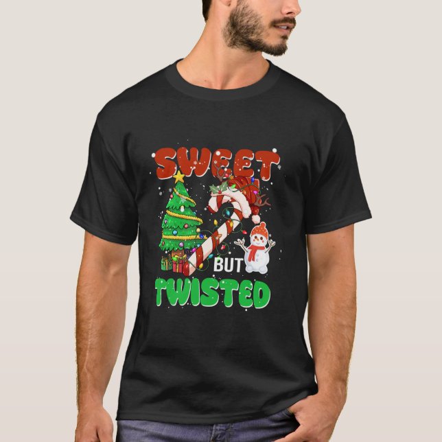 Söt, men Twisted, Candy cane Julafton T Shirt (Framsida)