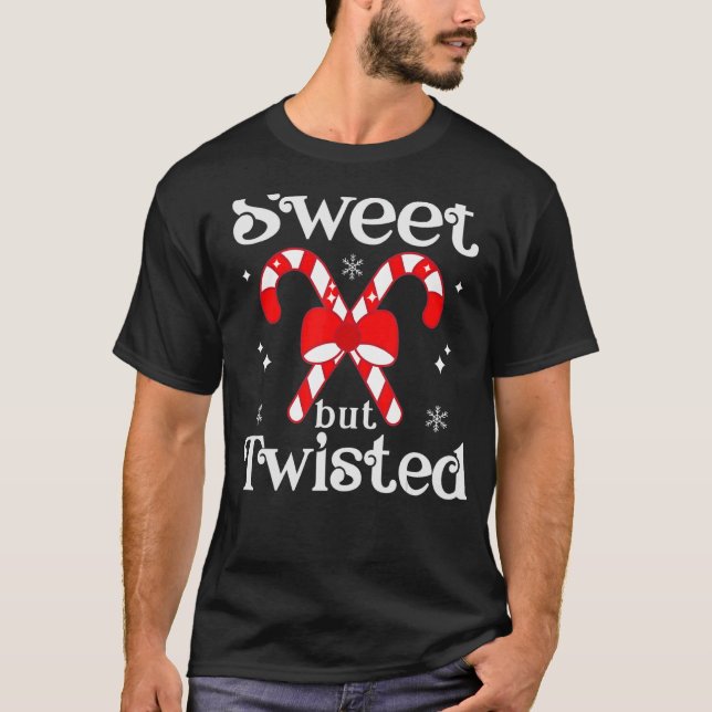 Söt, men Twisted Candy cane-julen T Shirt (Framsida)
