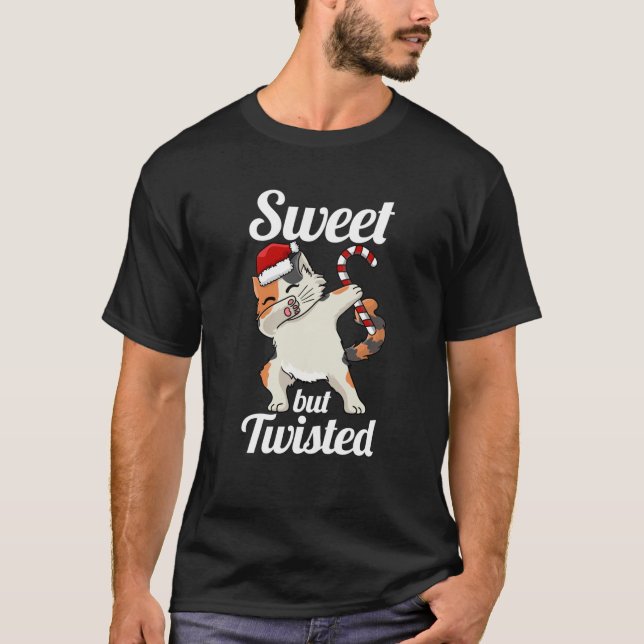 Söt, men Twisted Candy cane-julsvett T Shirt (Framsida)