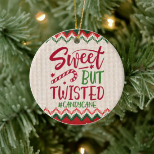 Söt men Twisted Candy cane - Lustig jul Julgransprydnad Keramik