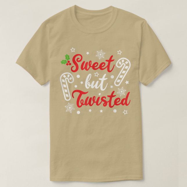 Söt men Twisted Ljuny Candy cane Julafton T Shirt (Design framsida)