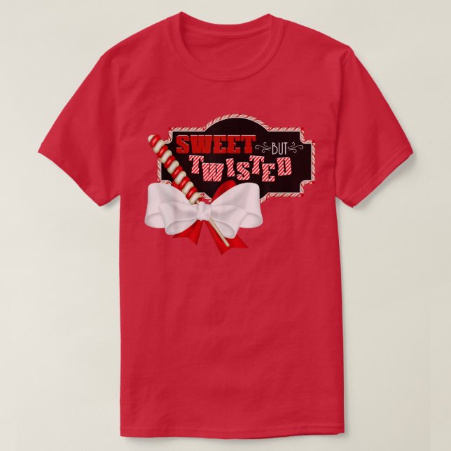 Söt men Twisted Ljuny Candy cane Julafton T Shirt (Design framsida)