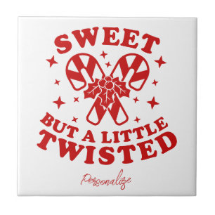 Söt men twisted Quote Candy cane personalize Kakelplatta