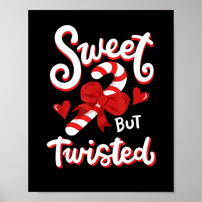 Söt men Twisted Rolig jul Godis Pinne Tomte Poster (Framsidan)