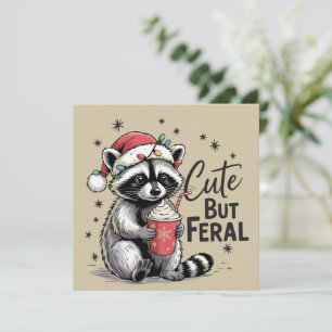 Söt men vild jultvättbjörn Söt djur Xmas Julkort