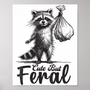 Söt Men Vild Panda Tvättbjörn Kostym Rolig Tvättbj Poster