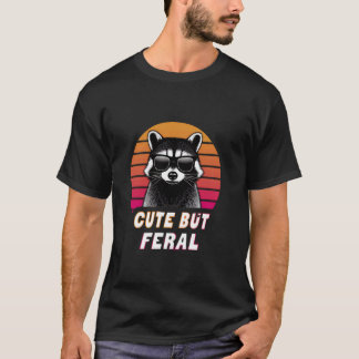 Söt men vild pojke tvättbjörn barn rolig djur tvät t shirt
