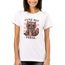 Söt men vild tvättbjörn T-shirt – Rollig Kawaii An