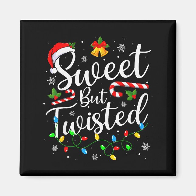 Söt Men Vriden Rolig Jul Sockerbitsstång Xmas  Magnet (Framsidan)