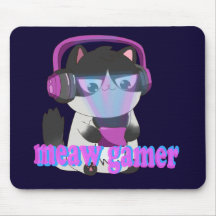 Söt Meow Gamer Katt - Kawaii Spelande Kattunge