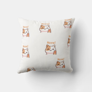 Söt Meow Katt Kuddde | Kawaii Katt Kudde