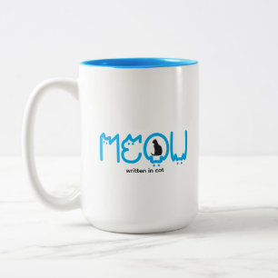 Söt MEOW Kattmamma Minimalist Två-Tonad Mugg