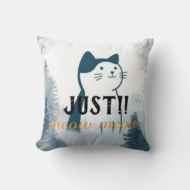 Söt “Meow Meow” Kattkudde Kudde (Framsida)