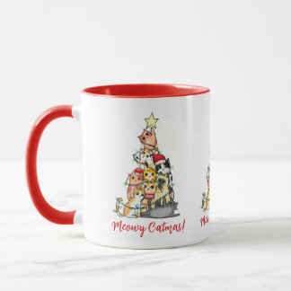 Söt Meowy Catmas Katter Julgran Mugg