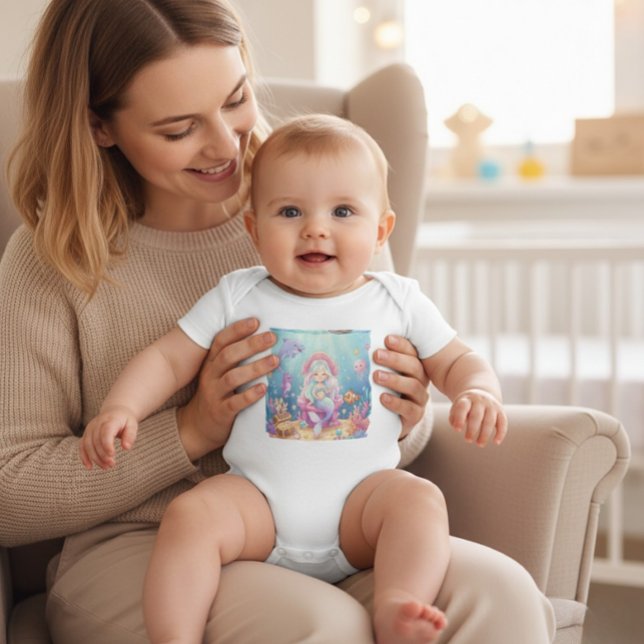 Söt Mermaid i akrylfärg under havet bodysuit T Shirt (Skapare uppladdad)