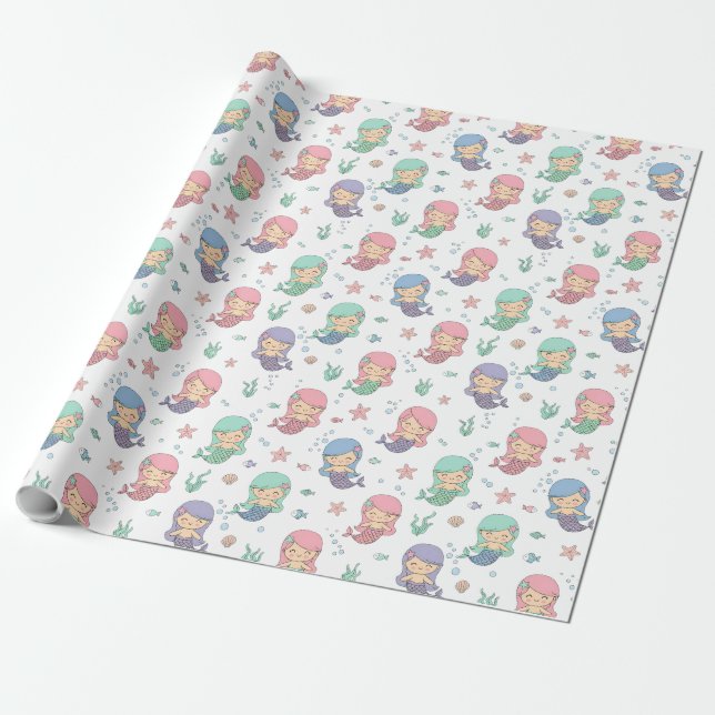 Söt mermaid-mönster presentpapper (Utrullad)