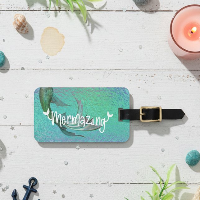 Söt Mermazing sjöjungfru Svan Iridescent Bagagebricka (Skapare uppladdad)